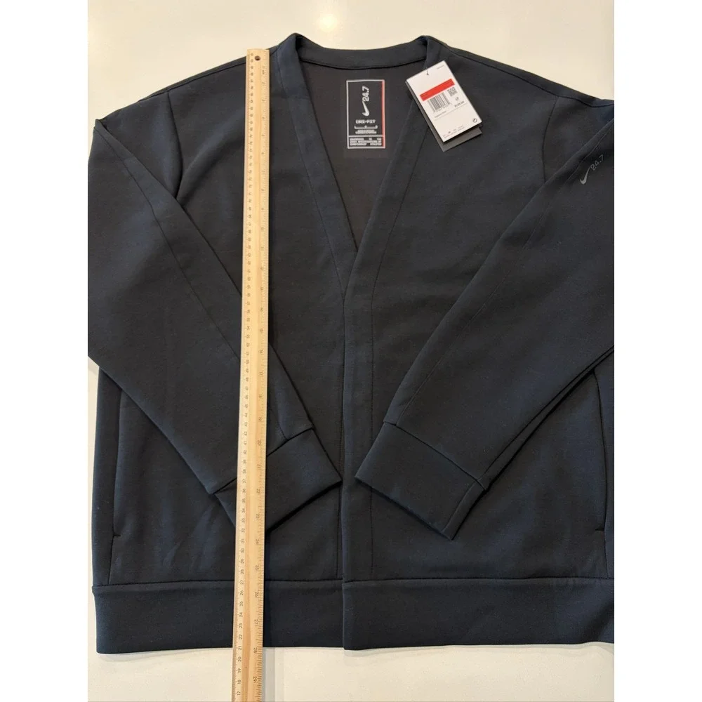 Nike 24.7 Mens Black Cardigan Large Dri-FIT Snap-Button HQ6948-010